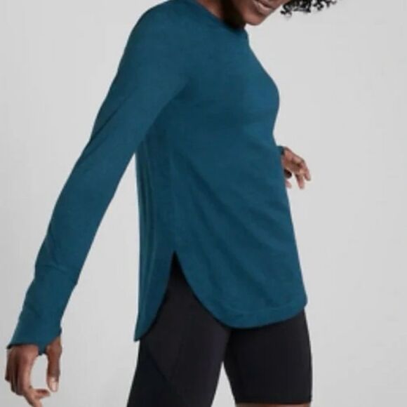 Athleta Uptempo Heathered Blue Long Sleeve Shirt XS - Picture 1 of 6